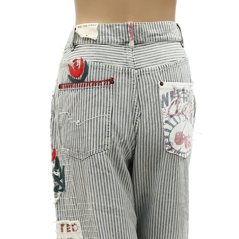 Free People We The Free Lost And Found Boyfriend Jeans Pants Patchwork M 288815 - Picture 8 of 11